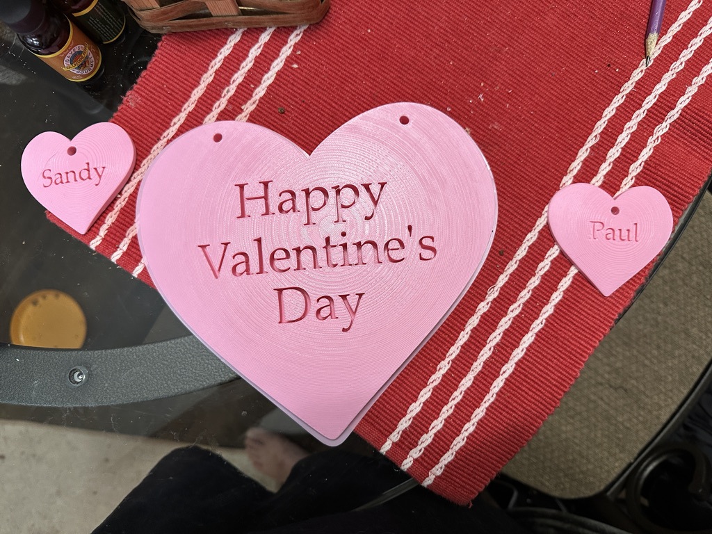 Pink Valentines Day Hearts 3d printed in PLA